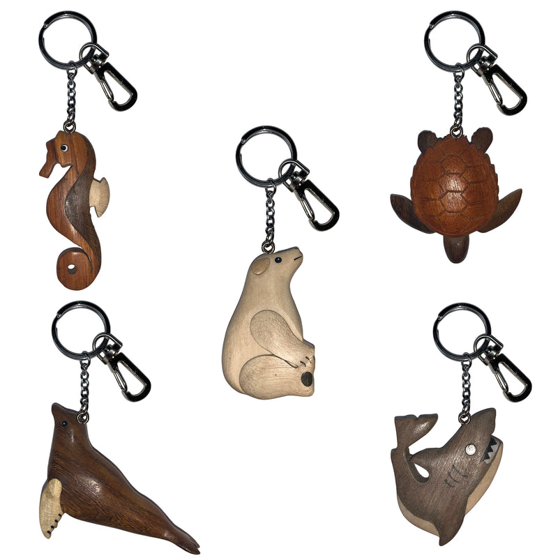 Schlüsselanhänger Tiere gemischt im 5er Set aus Holz Nr. 019.168