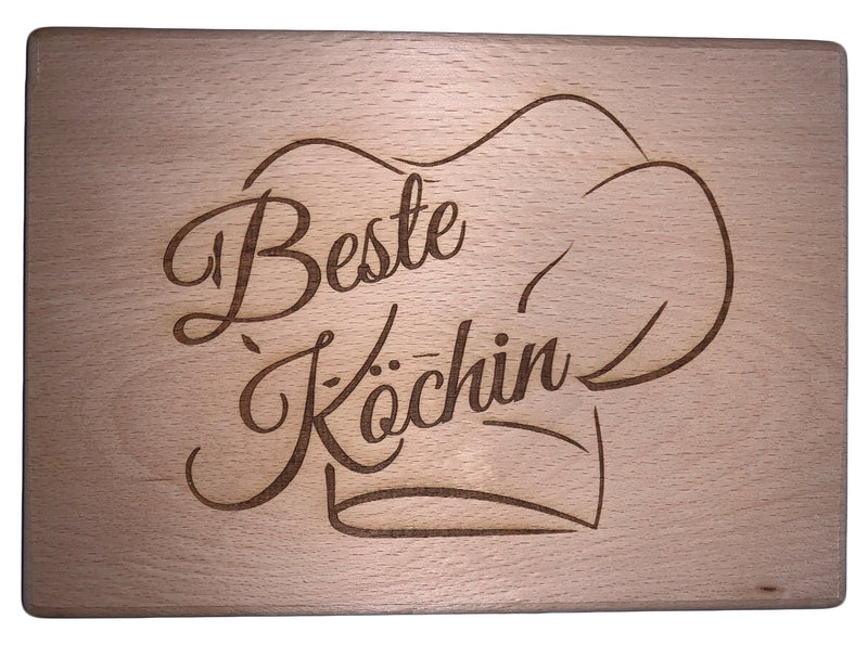 Schneidbrett mit Gravur "Beste Köchin" aus Buchenholz, 22x15,5x1 cm