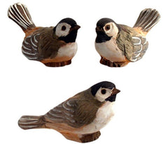 Handgeschnitzte Vögel gemischt aus Holz 3er Set ca. 9x5 cm bemalt
