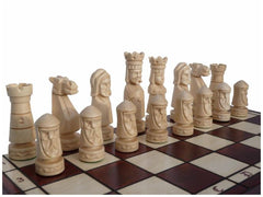 Schach mit handgeschnitzten Figuren, Nr. 106D aus Holz, Schachspiel 50x50x3 cm