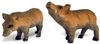 Handgeschnitzte Wildschweine im 2er Set aus Holz ca. 8x5,5 cm bemalt